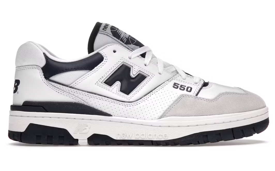 White Navy New Balance 550