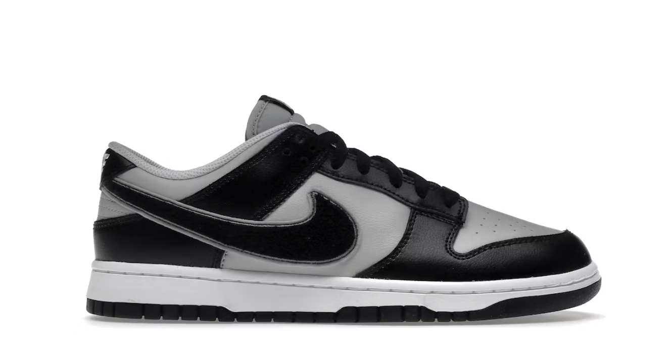 Chenille Swoosh Black Grey Nike Dunk Low