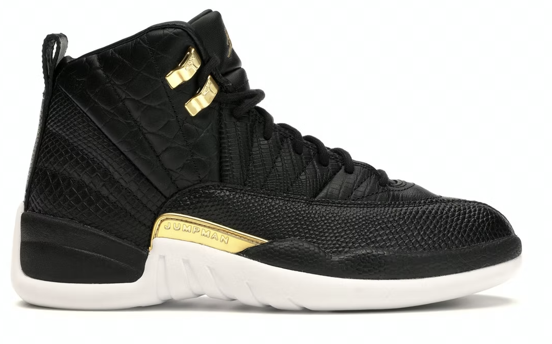Jordan 12 Retro Black Metallic Gold White (W)